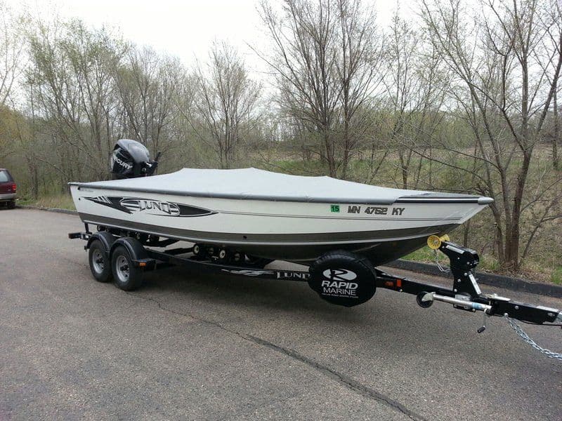 Custom Lund boat cover providing outdoor protection by Top Gun Boat Covers